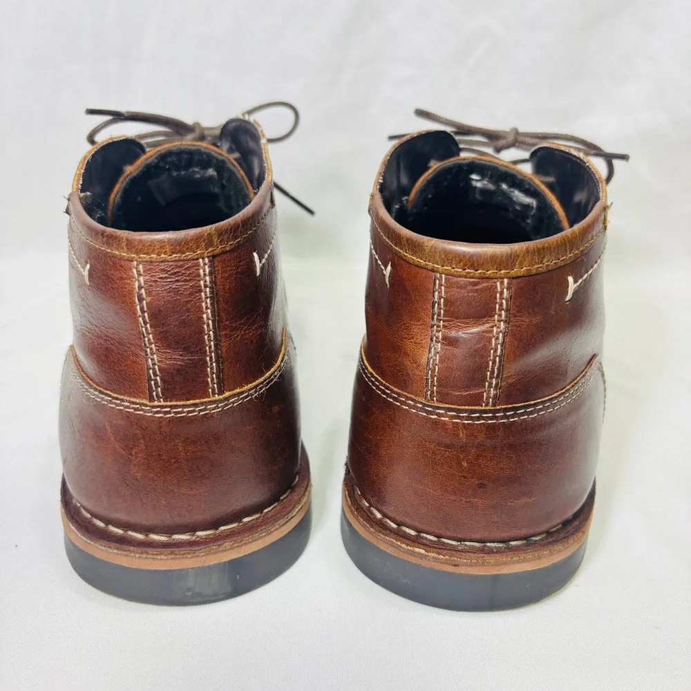 Steve Madden Men's Brown Leather Chukka Boots Lace-Up Ankle Shoes